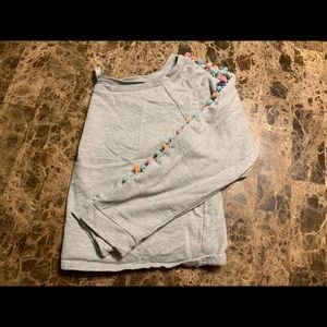 Crop lounge sweatshirt with pompom sleeves